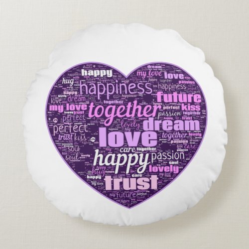 Romantic round cushion with heart