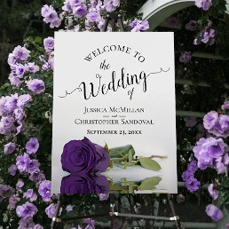 Romantic Royal Purple Rose Elegant Wedding Welcome Foam Board