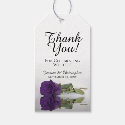 Romantic Royal Purple Rose Wedding Thank You Gift Tags