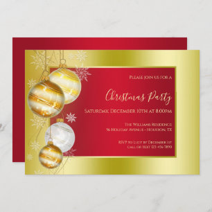 Romantic Ruby & Gold Festive Christmas Party Invitation