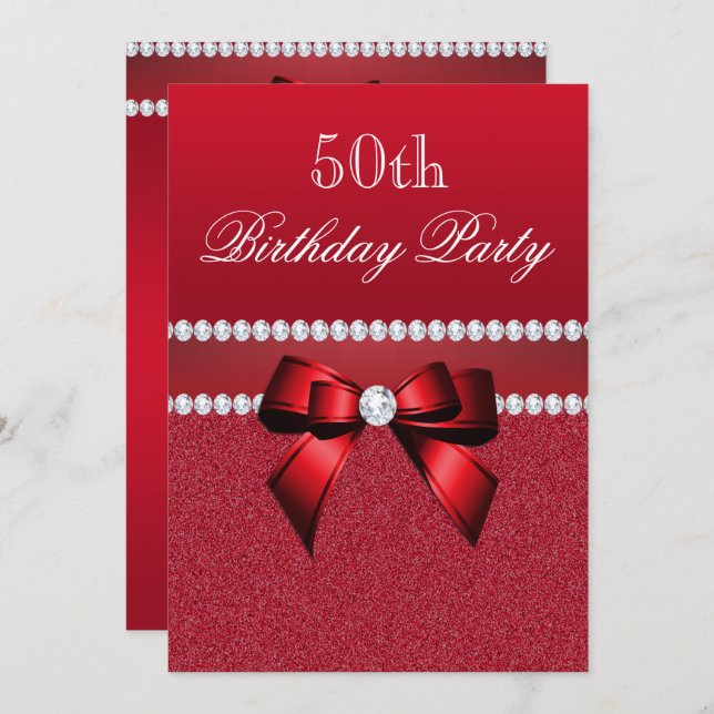 Romantic Ruby Red Birthday Party Invitation (Front/Back)