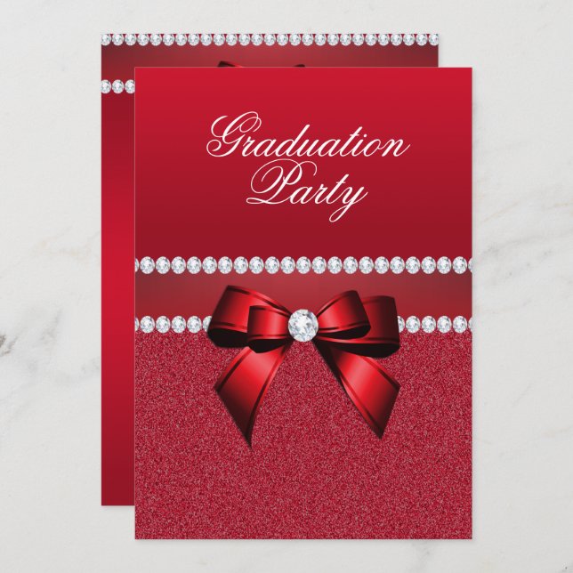 Romantic Ruby Red Graduation Party Invitation (Front/Back)