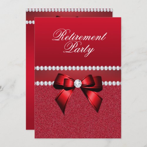 Romantic Ruby Red Retirement Party Invitation