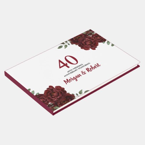 Romantic Ruby Red Rose 40th Wedding Anniversary Guest Book