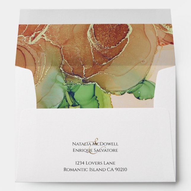 Romantic Rust Brown Floral Wedding Envelope (Back (Bottom))