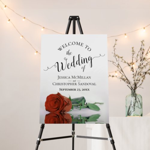 Romantic Rust Orange Rose Elegant Wedding Welcome Foam Board