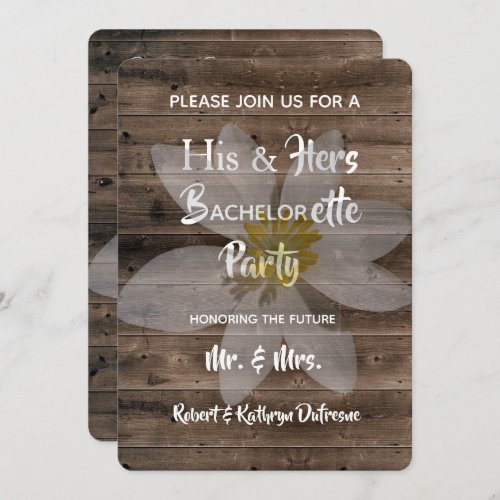 Romantic  Rustic BachelorBachelorette Party Invitation