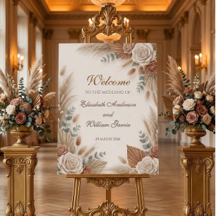 Romantic Rustic Boho Elegance Roses Wedding Sign