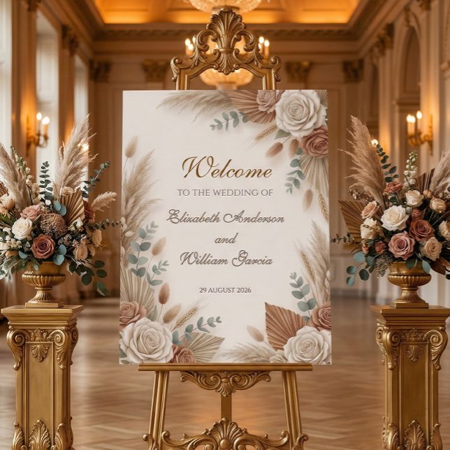 Romantic Rustic Boho Elegance Roses Wedding Sign (Creator Uploaded)