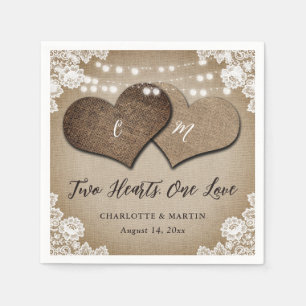 Romantic Rustic Burlap and Lace Vintage Wedding Napkins