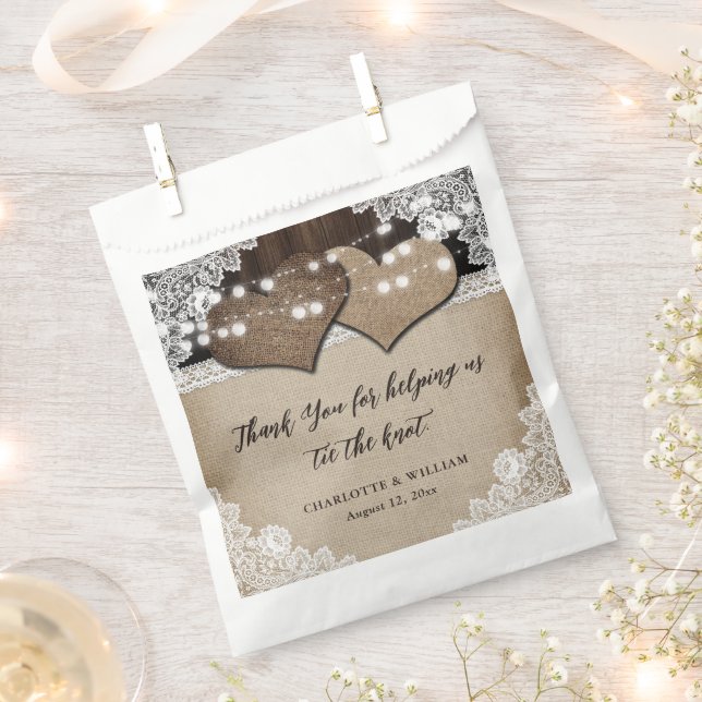 Romantic Rustic Country Thank You Wedding Favor Bag (Clipped)