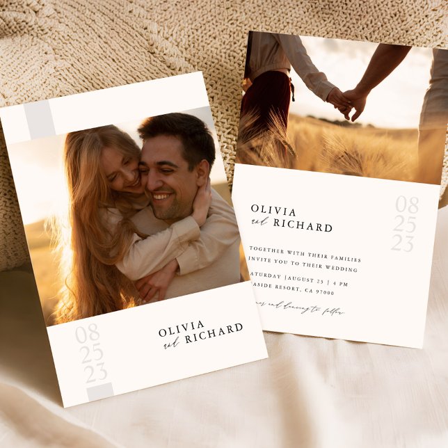 Romantic Rustic Double Sided Photo Wedding Invitation (Creator Uploaded)