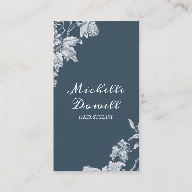 Romantic rustic floral print business card (Front)