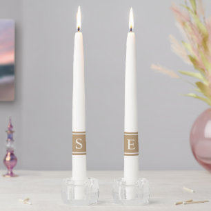 Romantic Rustic Gold Monogram Wedding Anniversary Taper Candle