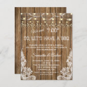 Romantic Rustic Lace String Lights I DO BBQ Invitation (Front/Back)