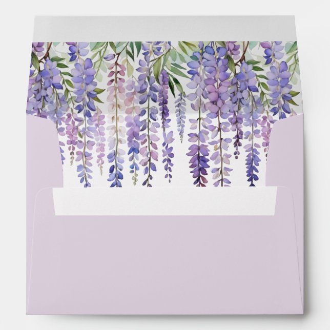 Romantic Rustic Lilac Wisteria Garden Wedding Envelope (Back (Bottom))