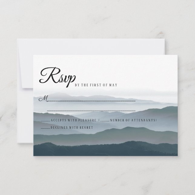 Romantic Rustic Mountain Wedding RSVP Card (Front)