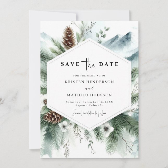  Romantic Rustic Mountain Wedding Save The Date (Front)