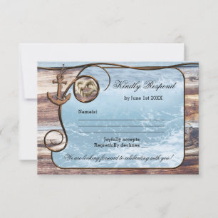 Romantic Rustic Nautical Wedding RSVP Card