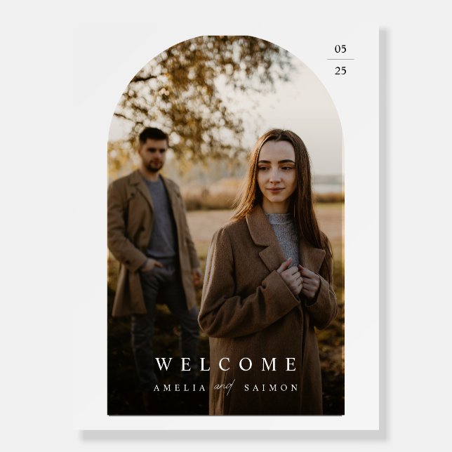 Romantic Rustic Photo Wedding Welcome Sign (Front)