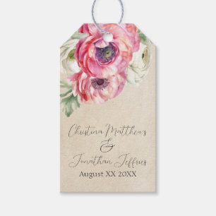 Romantic Rustic Pink & White Ranunculus Gift Tags
