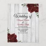 Romantic Rustic Red Rose Budget Wedding Invitation<br><div class="desc">Romantic Rustic Red Rose Budget Wedding Invitation

A cheaper alternative than a standard invitation.</div>