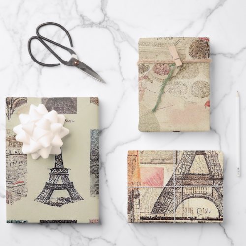 Romantic Rustic Vintage Paris Wrapping Paper Sheets