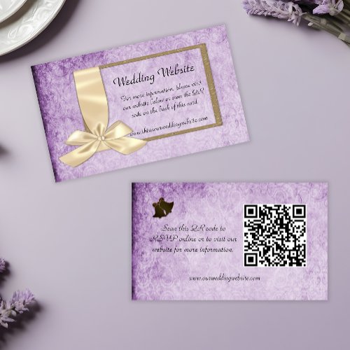Romantic Rustic Violet Wedding Website  Enclosure Card
