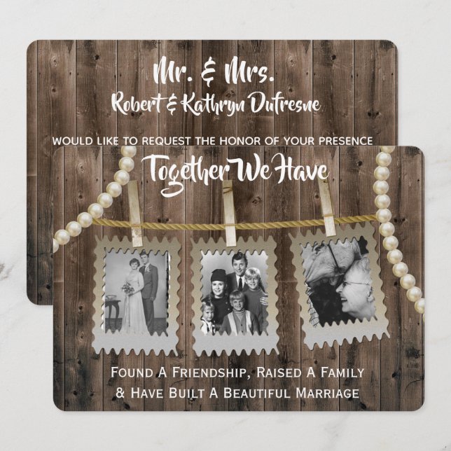 Romantic & Rustic Vow Renewal w/Photos Invitation (Front/Back)