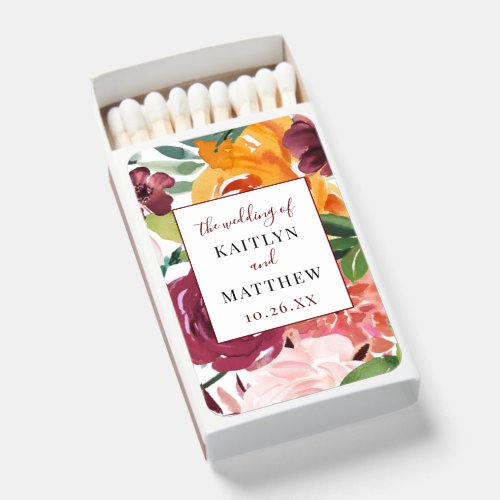 Romantic Rustic Watercolor Floral Matchboxes