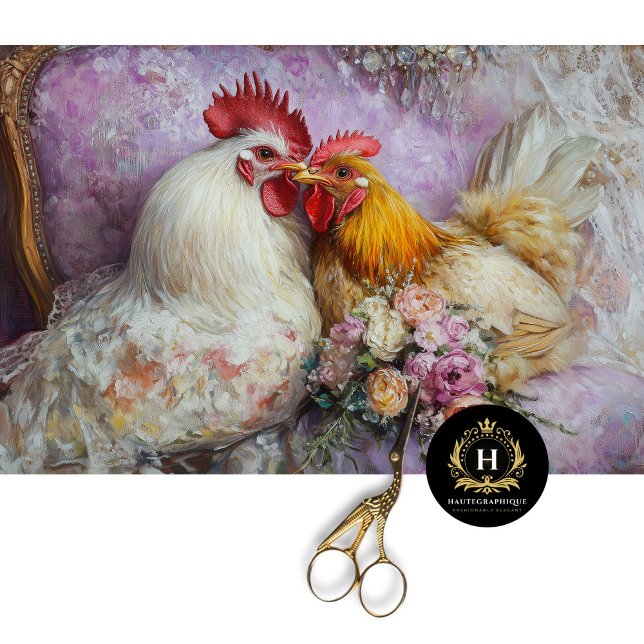 Romantic Rustic Wedding Chickens Decoupage Tissue Paper (Creator Uploaded)