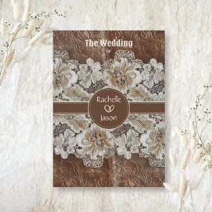 Romantic Rustic Western Country Leather and Lace Invitation
