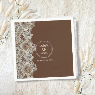 Romantic Rustic Western Country Leather and Lace Napkins