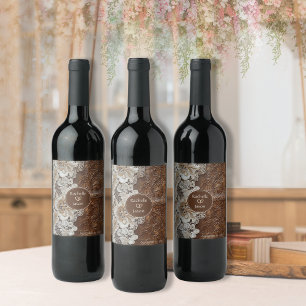 Romantic Rustic Western Country Leather and Lace Wine Label