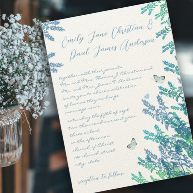 Romantic Rustic Wildflower Butterfly Wedding Invitation (Creator Uploaded)