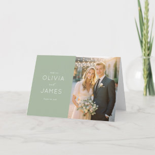 Romantic Sage Elegant Photo Thank You Card