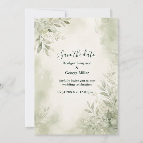 Romantic Sage Eucalyptus Wedding Greenery Invitation