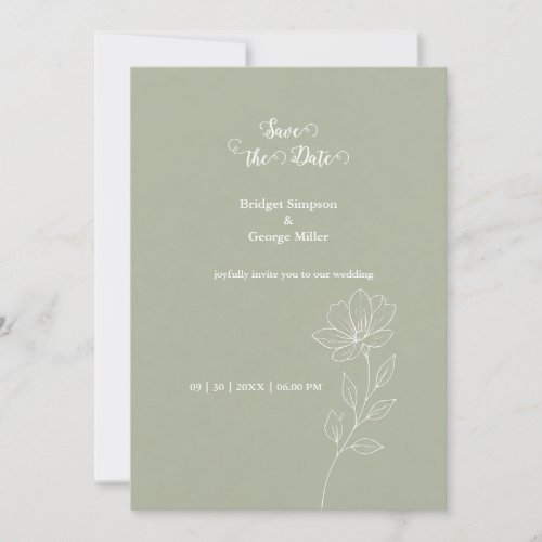 Romantic Sage Floral minimal Wedding Elegance Invitation