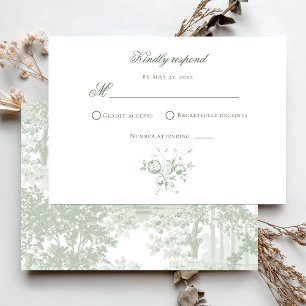 Romantic Sage Floral Wedding RSVP Card