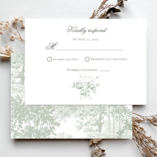 Romantic Sage Floral Wedding RSVP Card (Creator Uploaded)