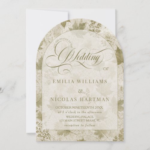 Romantic Sage Green All In One Wedding Invitation