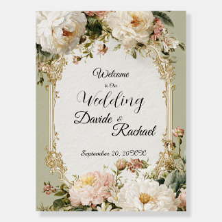 Romantic Sage Green and Gold Vintage Wedding Foam Board