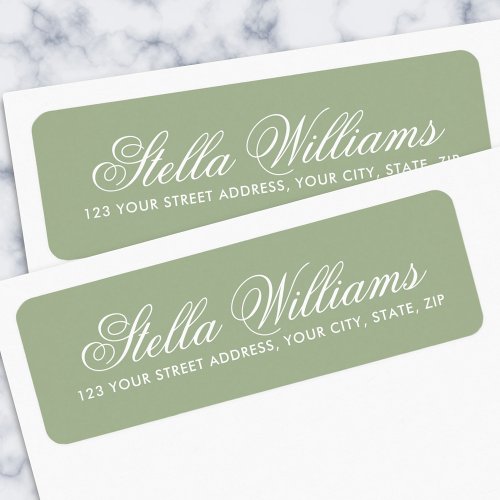 Romantic sage green calligraphy script label