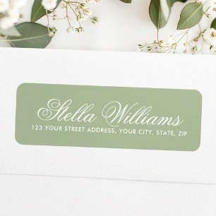 Romantic sage green calligraphy script label