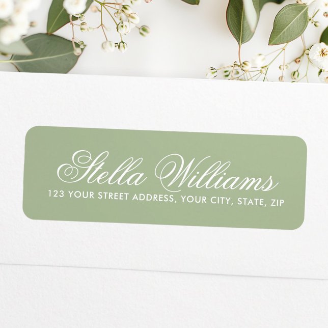 Romantic sage green calligraphy script label (Romantic sage green calligraphy script label)