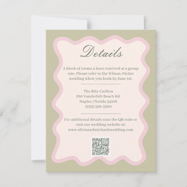 Romantic sage green Details Enclosure Card (Front)