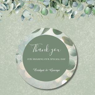 Romantic Sage Green Eucalyptus Wedding Classic Round Sticker