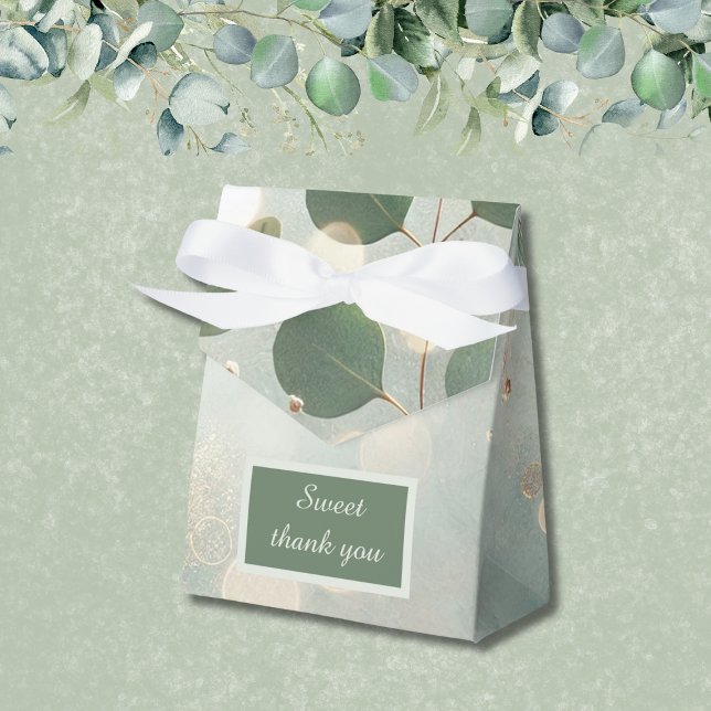 Romantic Sage Green Eucalyptus Wedding Favor Boxes (Creator Uploaded)