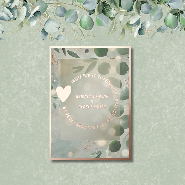 Romantic Sage Green Eucalyptus Wedding Foil Invitation (Creator Uploaded)