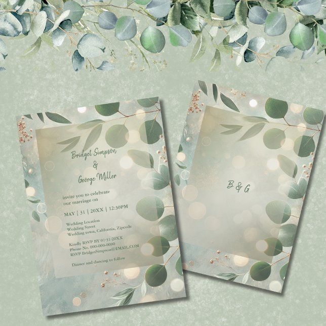 Romantic Sage Green Eucalyptus Wedding  Invitation (Creator Uploaded)